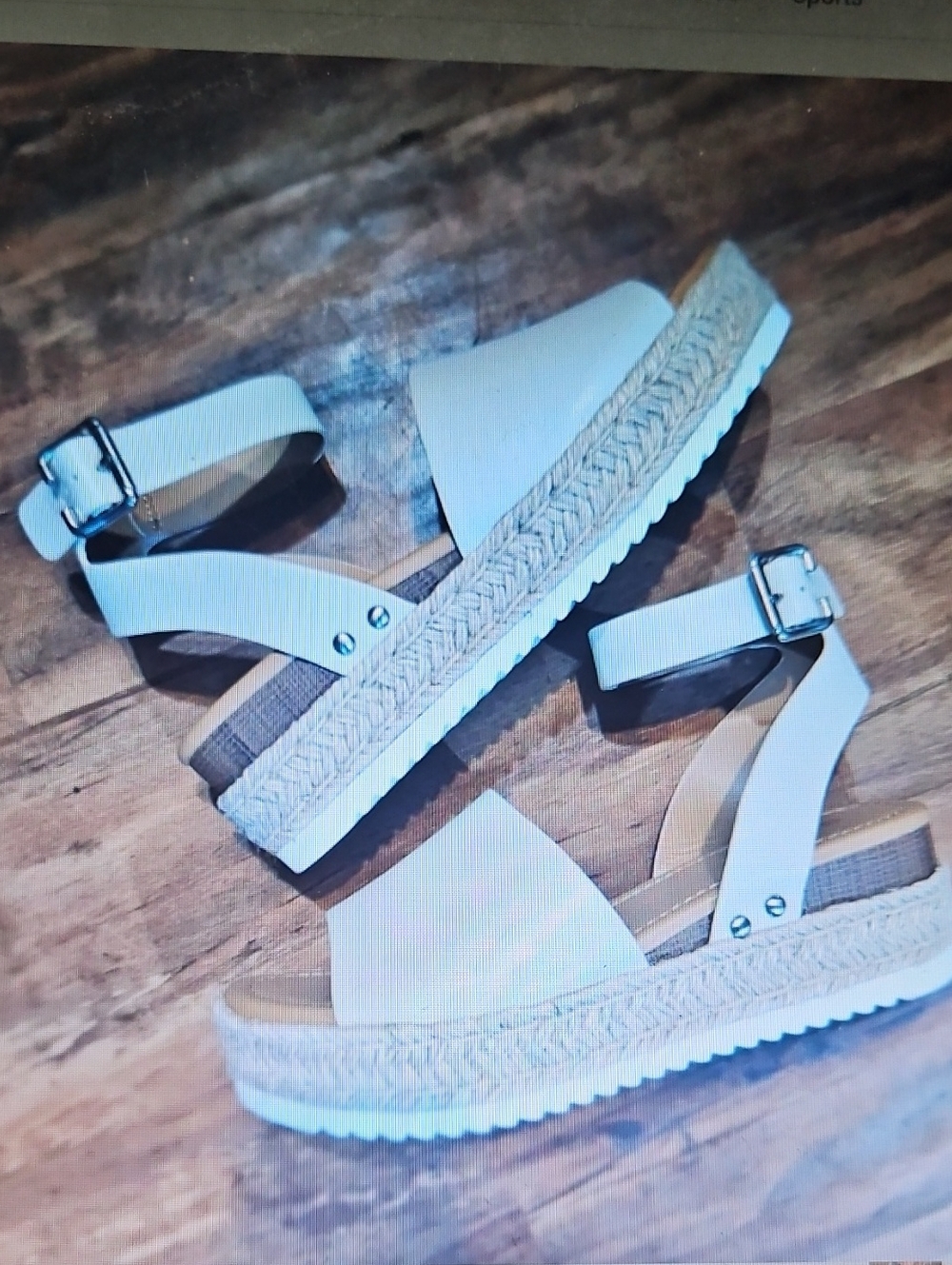 SODA Sz. 8.5 White Platform Espadrille Sandals with Ankle Strap
